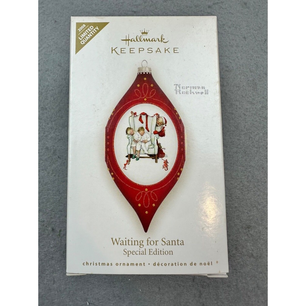 Hallmark 2008 Norman Rockwell Waiting for Santa Special Edition Ornament 3 Sided